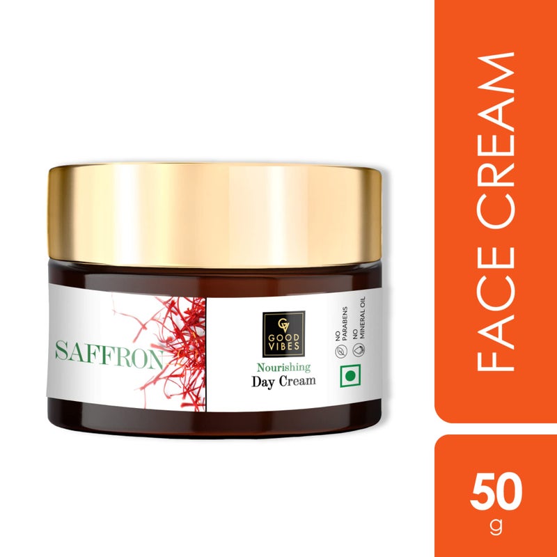 Good Vibes Saffron Nourishing Day Cream | Evens Skin Tone, Hydrates & Refreshes | No Parabens or Mineral Oil | Lightweight Daily Moisturizer for Radiant Looking Skin | 1.76 Oz (50g) - Image 3